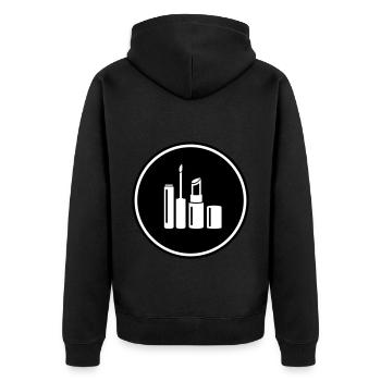 Make Up Kosmetik Icon - Unisex Premium Bio Zip Hoodie - Schwarz - Hinten - Nico (187cm)