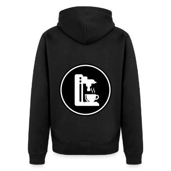 Coffee machine symbol - Unisex Premium Organic Zip Hoodie - black - Back - Nico (187cm)