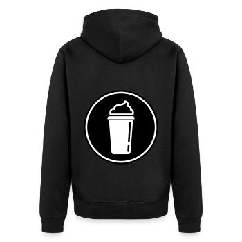 Coffee Icon - Unisex Premium Organic Zip Hoodie - black - Back - Nico (187cm)
