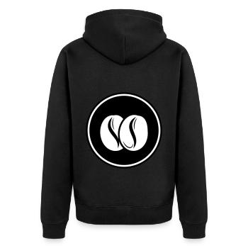 Coffee bean symbol - Unisex Premium Organic Zip Hoodie - black - Back - Nico (187cm)