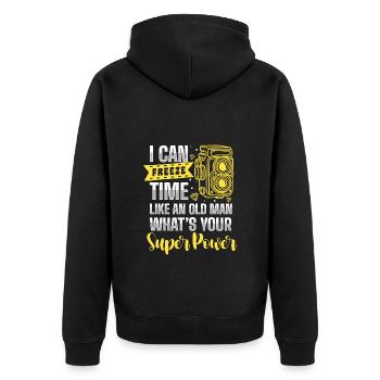 Kamera Fotografieren Objektiv Motiv - Unisex Premium Bio Zip Hoodie - Schwarz - Hinten - Nico (187cm)