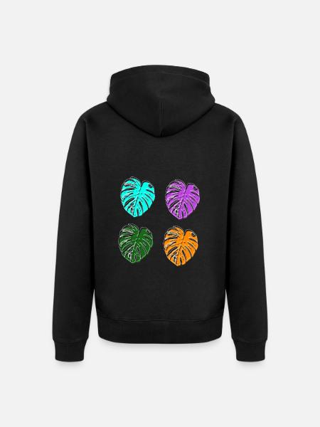 monstera colorful retro colors - Unisex Premium Organic Zip Hoodie - black