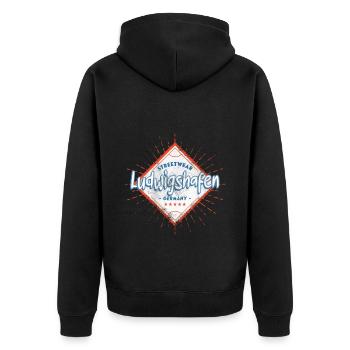 Ludwigshafen Germany City Skyline Home - Unisex Premium Organic Zip Hoodie - black - Back - Nico (187cm)