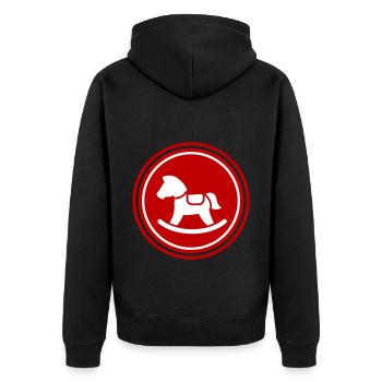 Schauckelpferd Icon Symbol - Unisex Premium Bio Zip Hoodie - Schwarz - Hinten - Nico (187cm)