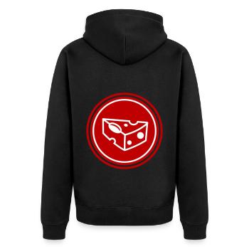 Käse icon - Unisex Premium Bio Zip Hoodie - Schwarz - Hinten - Nico (187cm)