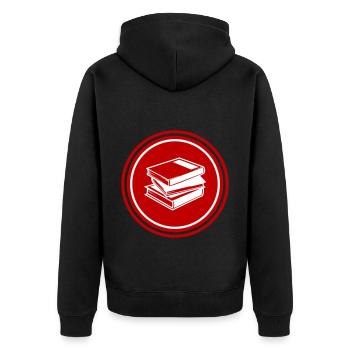 Read books - Unisex Premium Organic Zip Hoodie - black - Back - Nico (187cm)