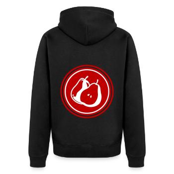 Birne Obst Symbol - Unisex Premium Bio Zip Hoodie - Schwarz - Hinten - Nico (187cm)