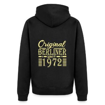 berliner original geburtstag 1972 - Unisex Premium Bio Zip Hoodie - Schwarz - Hinten - Nico (187cm)