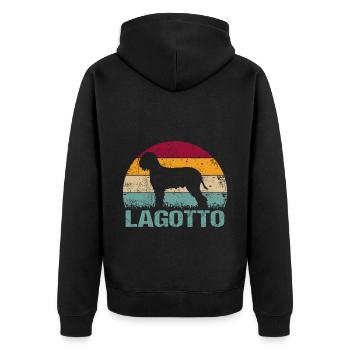 Lagotto Romagnolo Dog Vintage Retro - Unisex Premium Organic Zip Hoodie - black - Back - Nico (187cm)