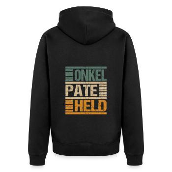 Onkel Pate Held Patenonkel Taufpate Taufe - Unisex Premium Bio Zip Hoodie - Schwarz - Hinten - Nico (187cm)