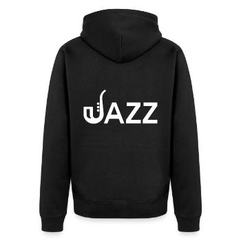 Jazz Saxophone Musikinstrument - Unisex Premium Bio Zip Hoodie - Schwarz - Hinten - Nico (187cm)