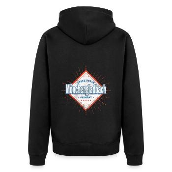 Mönchengladbach Deutschland Stadt Skyline Heimat - Unisex Premium Bio Zip Hoodie - Schwarz - Hinten - Nico (187cm)