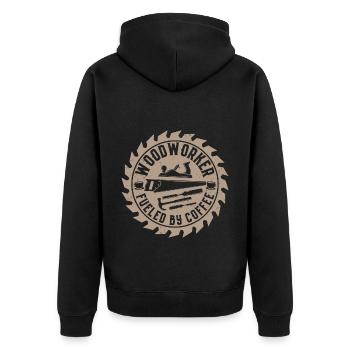 Tischler - Unisex Premium Bio Zip Hoodie - Schwarz - Hinten - Nico (187cm)