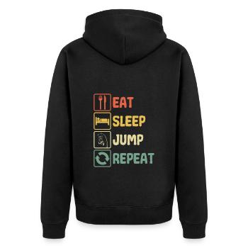 Pole Vault Pole Vaulter Men Quote Eat - Unisex Premium Organic Zip Hoodie - black - Back - Nico (187cm)