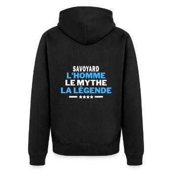 SAVOYARD l'homme le mythe la légende - humour - Veste à capuche bio Premium Unisexe - noir - Dos - Nico (187cm)