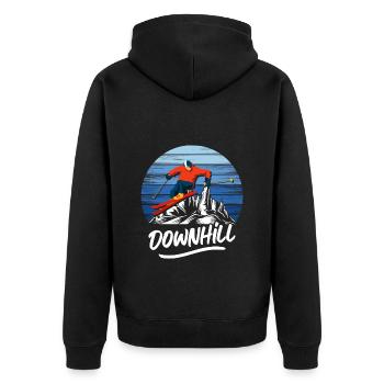 Ski Alpen Sport Skifahrer - Unisex Premium Bio Zip Hoodie - Schwarz - Hinten - Nico (187cm)
