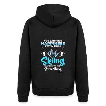 Skifahren Schnee Hobby - Unisex Premium Bio Zip Hoodie - Schwarz - Hinten - Nico (187cm)