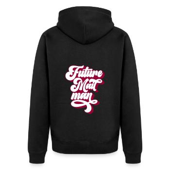 Postbote Paketzusteller Mail Paketbote - Unisex Premium Bio Zip Hoodie - Schwarz - Hinten - Nico (187cm)