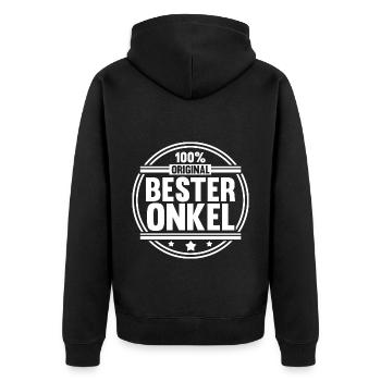 Patenonkel Pate Onkel - Unisex Premium Bio Zip Hoodie - Schwarz - Hinten - Nico (187cm)