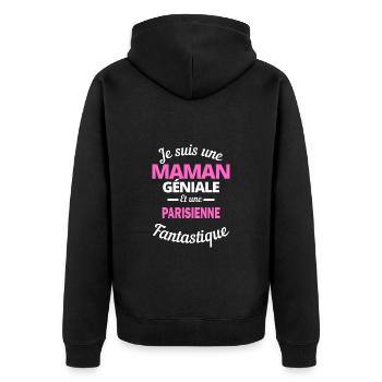 Je suis une Maman géniale Et une Parisienne - Veste à capuche bio Premium Unisexe - noir - Dos - Nico (187cm)