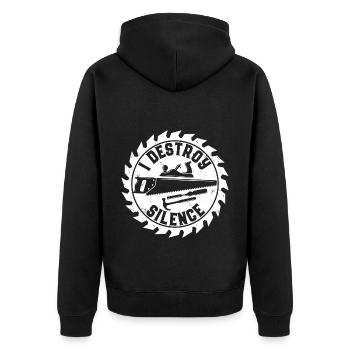 Tischler | Handwerk Handwerker Holz Geschenkideen - Unisex Premium Bio Zip Hoodie - Schwarz - Hinten - Nico (187cm)