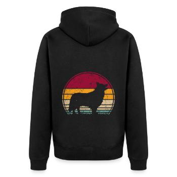 Finnischer Finnish Lapphund Vintage Retro - Unisex Premium Bio Zip Hoodie - Schwarz - Hinten - Nico (187cm)