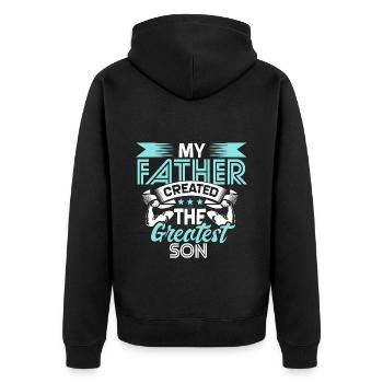 Bester Sohn Geschenk - Unisex Premium Bio Zip Hoodie - Schwarz - Hinten - Nico (187cm)