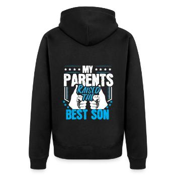 Bester Sohn Junge Geschenk - Unisex Premium Bio Zip Hoodie - Schwarz - Hinten - Nico (187cm)