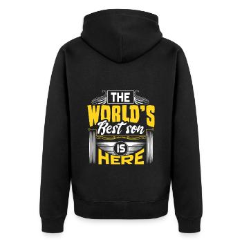 Sohn Mutter - Unisex Premium Bio Zip Hoodie - Schwarz - Hinten - Nico (187cm)