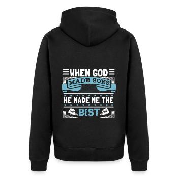 Bester Sohn Familie Junge - Unisex Premium Bio Zip Hoodie - Schwarz - Hinten - Nico (187cm)