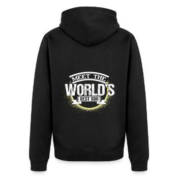 Sohn Geburt Geburtstag Geschenkidee - Unisex Premium Bio Zip Hoodie - Schwarz - Hinten - Nico (187cm)