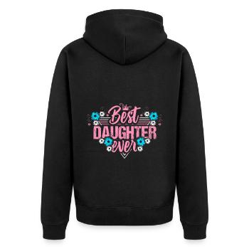 Best Daughter Daughters Cute Gift Idea - Unisex Premium Organic Zip Hoodie - black - Back - Nico (187cm)