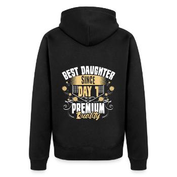 Best Daughter Parents Cute Gift - Unisex Premium Organic Zip Hoodie - black - Back - Nico (187cm)