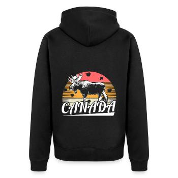 Kanada Elch Nation - Unisex Premium Bio Zip Hoodie - Schwarz - Hinten - Nico (187cm)