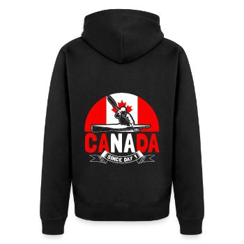 Kanada Elch Staat Geschenk - Unisex Premium Bio Zip Hoodie - Schwarz - Hinten - Nico (187cm)