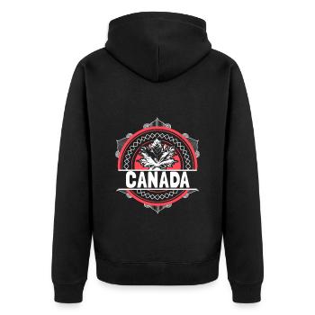 Kanada Herkunft Geschenk - Unisex Premium Bio Zip Hoodie - Schwarz - Hinten - Nico (187cm)