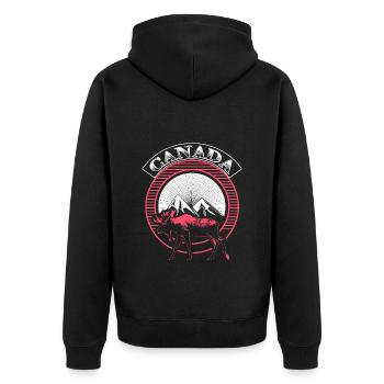 Kanada Schnee Staat Geschenkidee - Unisex Premium Bio Zip Hoodie - Schwarz - Hinten - Nico (187cm)