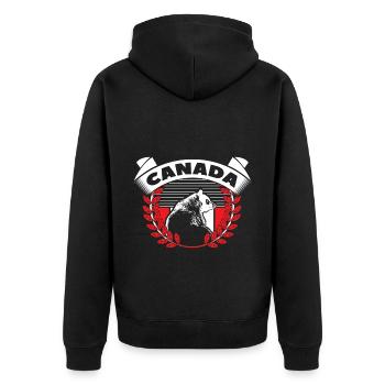 Kanada Ahornblatt Flagge Geschenk - Unisex Premium Bio Zip Hoodie - Schwarz - Hinten - Nico (187cm)