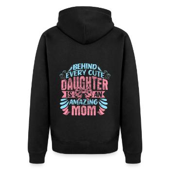 Mutter Tochter Beste Freunde Kind - Unisex Premium Bio Zip Hoodie - Schwarz - Hinten - Nico (187cm)