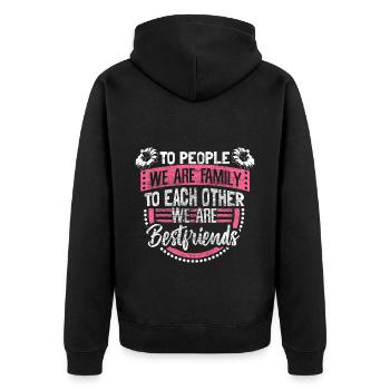 Mutter Tochter Freunde Mutterliebe - Unisex Premium Bio Zip Hoodie - Schwarz - Hinten - Nico (187cm)