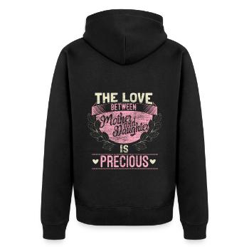 Mutter Tochter - Unisex Premium Bio Zip Hoodie - Schwarz - Hinten - Nico (187cm)