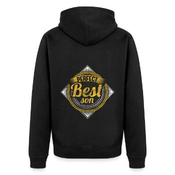 Son parents - Unisex Premium Organic Zip Hoodie - black - Back - Nico (187cm)