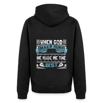 Bester Sohn Vater Geschenk - Unisex Premium Bio Zip Hoodie - Schwarz - Hinten - Nico (187cm)