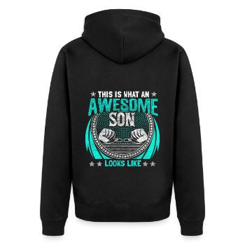 Fils Famille Parents - Veste à capuche bio Premium Unisexe - noir - Dos - Nico (187cm)