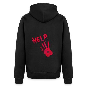 HELP hand in blood special Halloween - Unisex Premium Organic Zip Hoodie - black - Back - Nico (187cm)