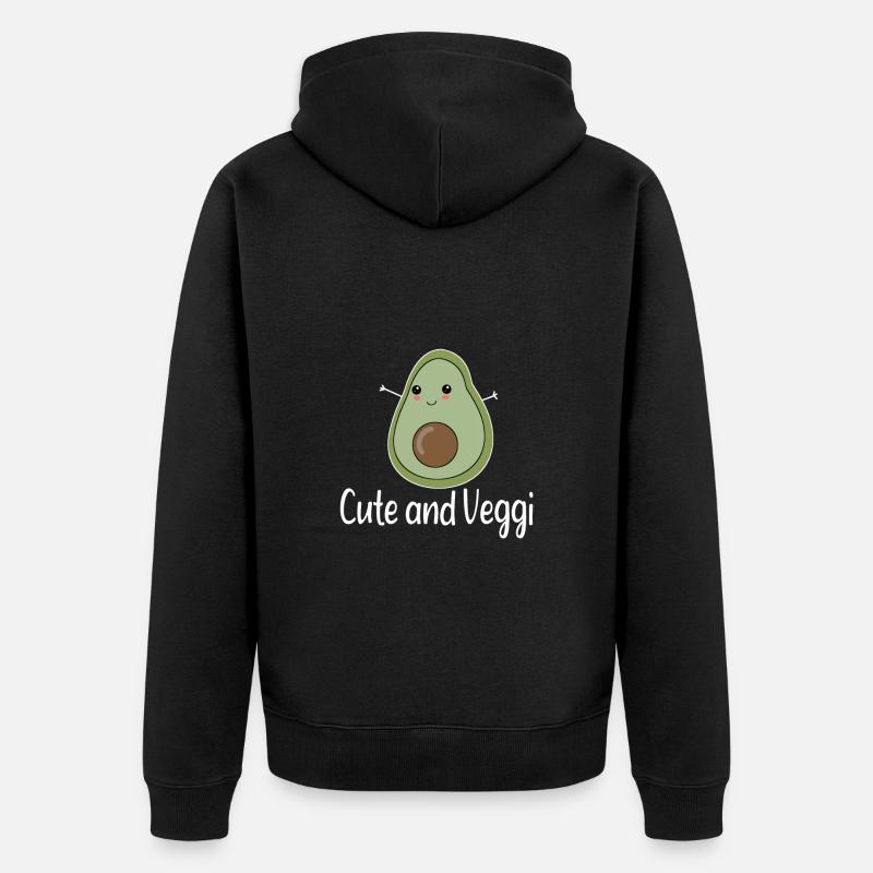 Avocat mignon et végétarien - Veste à capuche bio Premium Unisexe - noir