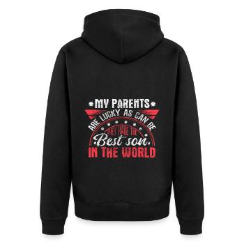 Cadeau Fils Enfant - Veste à capuche bio Premium Unisexe - noir - Dos - Nico (187cm)