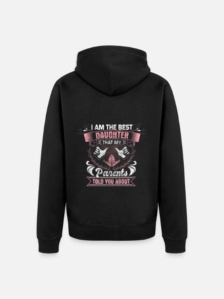 Idée cadeau de père fille - Veste à capuche bio Premium Unisexe - noir
