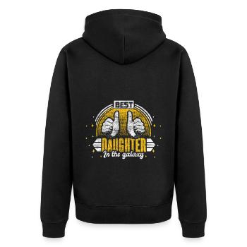 Beste Tochter Vater Geschenkidee - Unisex Premium Bio Zip Hoodie - Schwarz - Hinten - Nico (187cm)