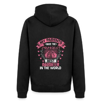 Best Daughter Parents Funny Gift Idea - Unisex Premium Organic Zip Hoodie - black - Back - Nico (187cm)